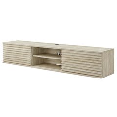 Gray faux wall-mount media console, solid construction, 70-inch design