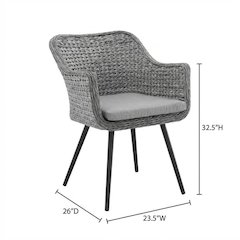 Outdoor Patio Wicker Rattan Dining Armchair Set Of 2 With Armrests