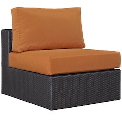 Outdoor Patio Armless Lounge Chair With Cushioned Back, Seat For Outdoor