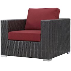 Outdoor Patio Armchair With Cushioned Back, Seat For Comfortable Sitting