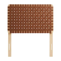 Vegan Leather Twin Headboard with Woven Texture and Sturdy Frame