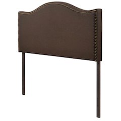 Upholstered Queen Headboard with Nailhead Trim and Curved Design