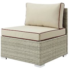 Outdoor Patio Armless Lounge Chair With Cushioned Seat And Durable Construction