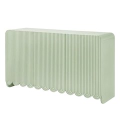 Scalloped And Fluted Storage Cabinet With Elegant Design In Neutral Finish