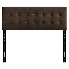 Performance Velvet Padded Adjustable King Size Headboard, Chocolate Brown