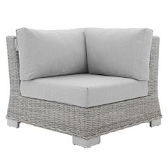 Outdoor Lounge Corner Chair With Cushioned Seat In Rattan Wicker Style