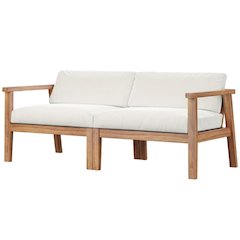 Outdoor Patio Teak Wood 2-Seater Loveseat With Armrest And Backrest
