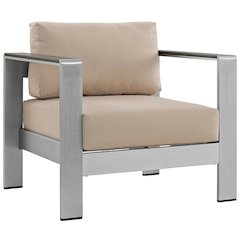 Outdoor Aluminum Armchair For Patio Lounge With Armrests