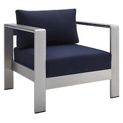 Aluminum Outdoor Patio Armchair With Fabric Cushion And Modern Design