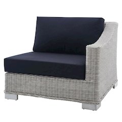 Outdoor Lounge Chair With Wicker Rattan Armrest For Patio Comfort