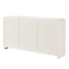 Fluted And Scalloped Sideboard Storage Cabinet In Elegant Finish