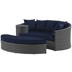 Outdoor Patio Daybed with Cushions and Armrests for Lounge Relaxation