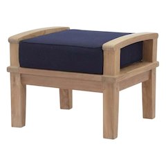 Durable Outdoor Teak Ottoman With Cushioned Top And Classic Design