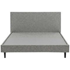 Fabric Queen Bed with Platform Design and Plush Upholstery