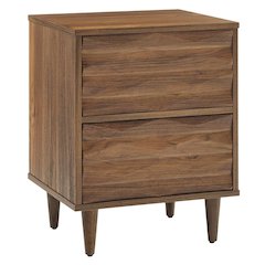 Brown Wooden Nightstand with Two Drawers and Sleek Modern Design