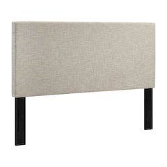 Upholstered Linen Fabric Full Queen Headboard, Padded Design, Sturdy Frame