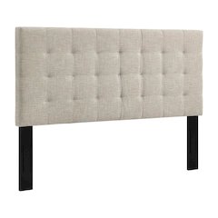 Tufted Upholstered Headboard in Linen Fabric, Elegant Design for King Bed