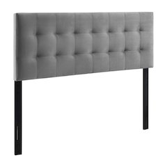 Biscuit Tufted Performance Velvet Queen Headboard in Soft Neutral Fabric
