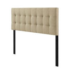 Upholstered Fabric King Headboard in Neutral Tone with Classic Design