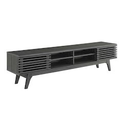 Gray wood entertainment center with spacious TV stand and sleek design