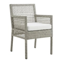 Set Of 4 Outdoor Wicker Rattan Dining Armchairs For Patio