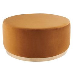 Performance Velvet 38-Inch Round Outdoor Ottoman, Plush Upholstery, Versatile