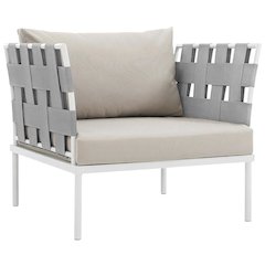Outdoor Patio Aluminum Armchair With Weather-Resistant Frame And Cushioned Seat