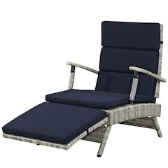 Outdoor Patio Wicker Rattan Lounge Chair With Armrest Support