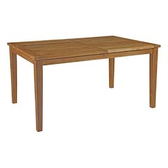 Teak Outdoor Patio Dining Table with Weather-Proof Finish and Slim Top