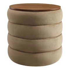Performance Velvet Round Storage Ottoman, Sturdy Construction, Versatile Use