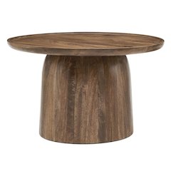 Round Wood Coffee Table with Sleek Design and Solid Oak Finish