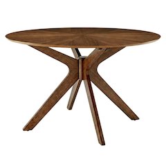 Walnut Round Wood Dining Table, Modern Style, Seats 4