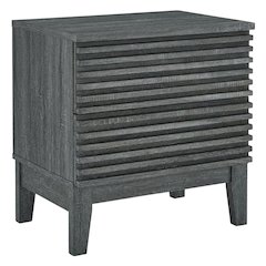 Two-Drawer Nightstand in Gray Finish with Sturdy Build and Modern Style