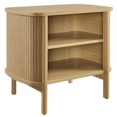 Brown Nightstand with Open Storage and Modern Design