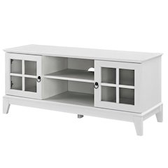 White wood TV stand with 47-inch top and sleek design for modern living spaces