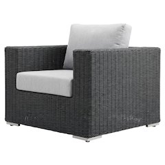 Outdoor Fabric Armchair with Cushions and Comfortable Support