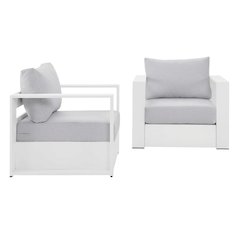 2-Piece Outdoor Aluminum Armchair Set, Powder-Coated Finish, Comfortable Cushion