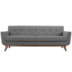 Fabric Mid Century Modern Sofa with Track Arms, Tight Back, Expectation Gray