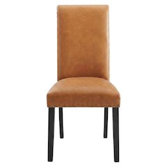 Faux Leather Upholstered Dining Chair with Thick Cushioned Seat, Tan