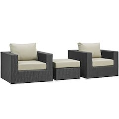 Sojourn 3 Piece Outdoor Patio Sunbrella Sectional Set