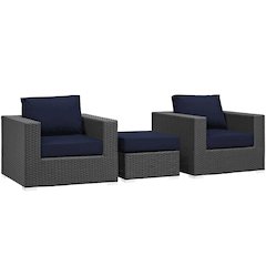 Sojourn 3 Piece Outdoor Patio Sunbrella Sectional Set