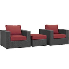 Sojourn 3 Piece Outdoor Patio Sunbrella Sectional Set