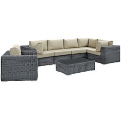 Summon 7 Piece Outdoor Patio Sunbrella Sectional Set