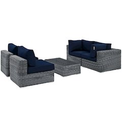Summon 5 Piece Outdoor Patio Sunbrella Sectional Set