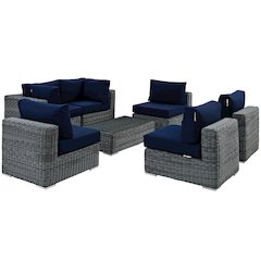 Summon 7 Piece Outdoor Patio Sunbrella Sectional Set
