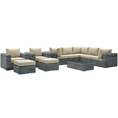 Summon 10 Piece Outdoor Patio Sunbrella Sectional Set