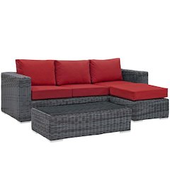 Summon 3 Piece Outdoor Patio Sunbrella Sectional Set