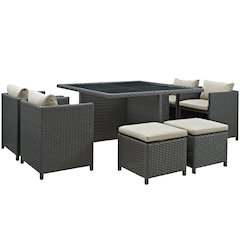 Sojourn 9 Piece Outdoor Patio Sunbrella Dining Set