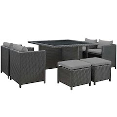 Sojourn 9 Piece Outdoor Patio Sunbrella Dining Set