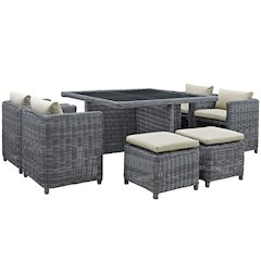 Summon 9 Piece Outdoor Patio Sunbrella Dining Set